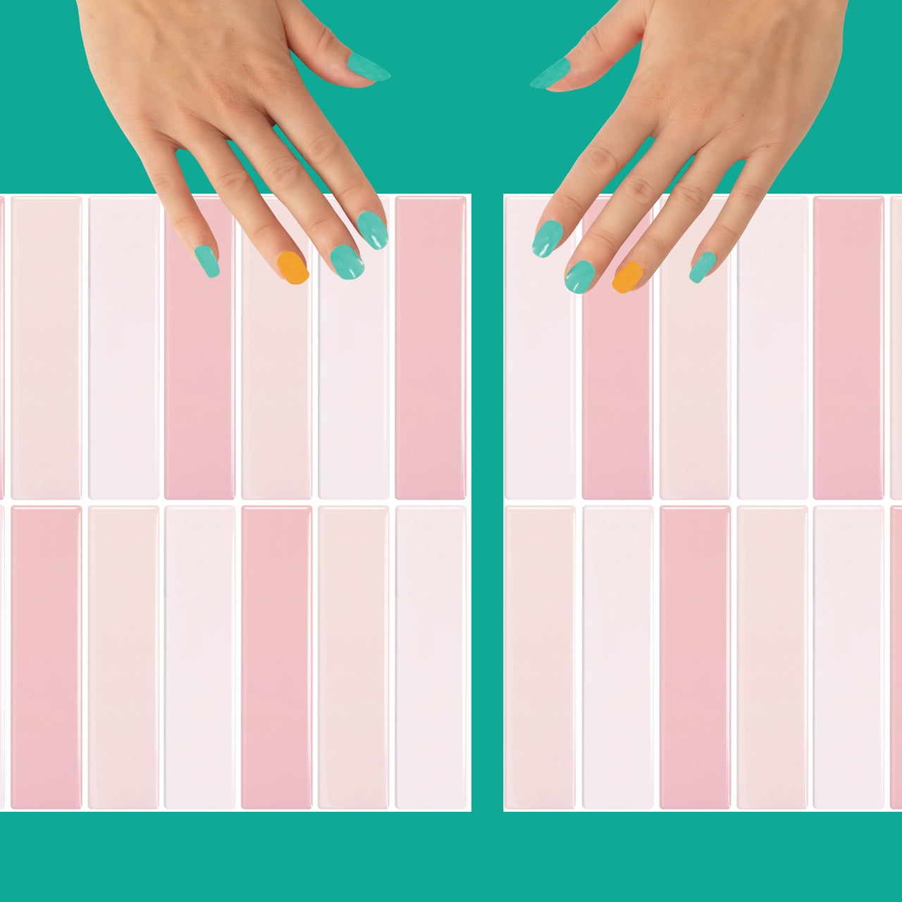 Pink peel and stick kit kat tiles interlocking