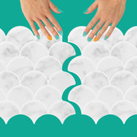 Thumbnail for White and grey marble fish scale tiles interlocking
