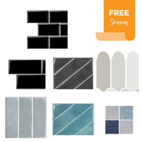 Thumbnail for Sample pack of black, grey and blue peel and stick wall tiles