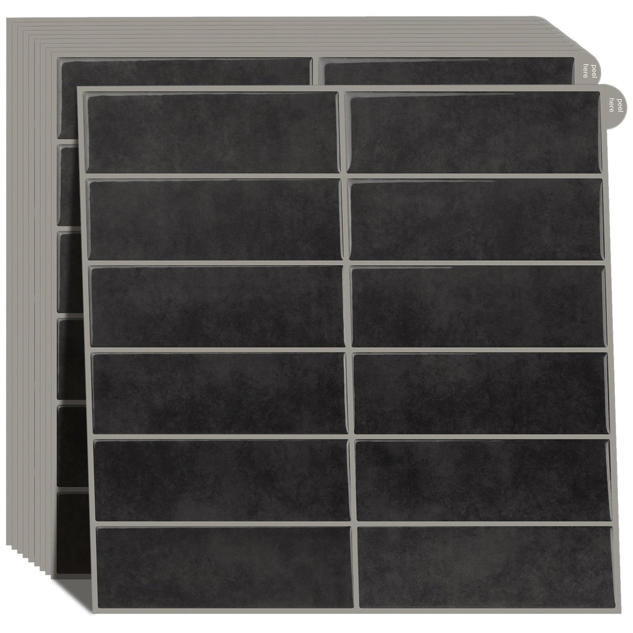 10 pack of dark grey stacked subway tiles