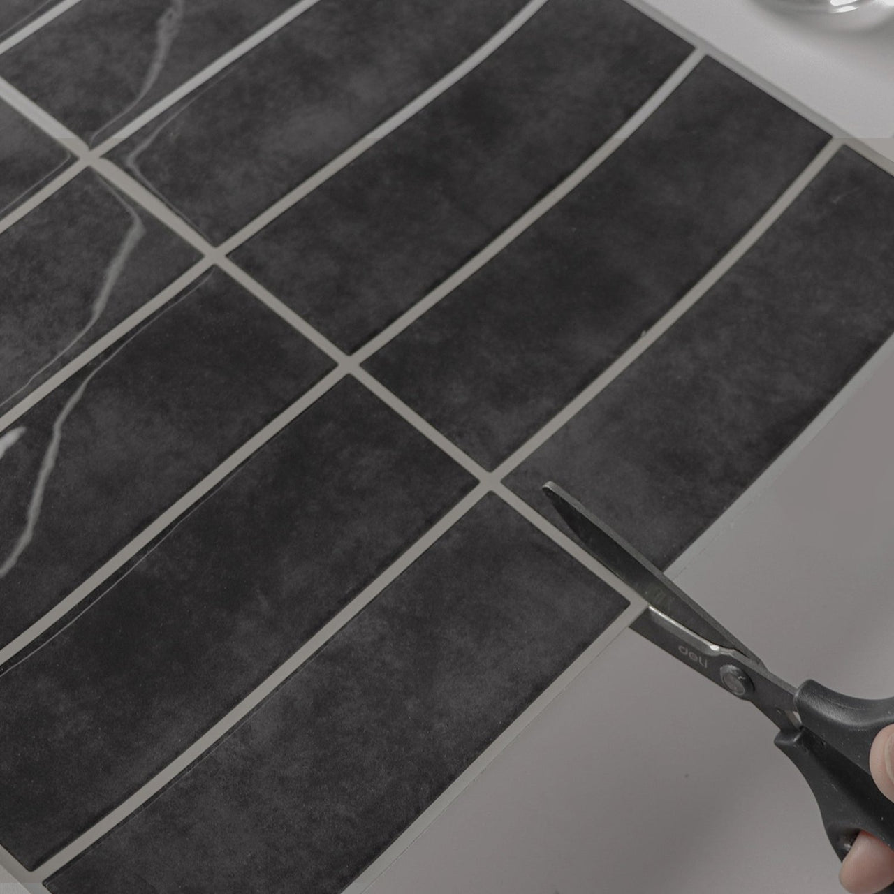 easy to cut grey stacked subway tiles