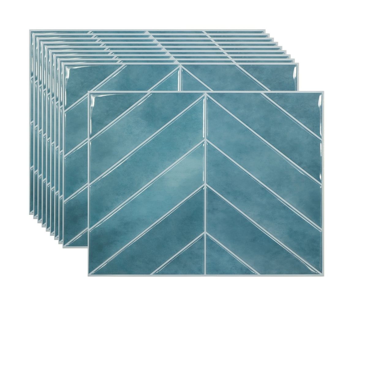 Blue chevron peel and stick tiles 10-pack