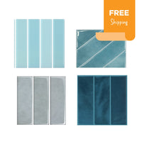 Thumbnail for Sample pack of blue peel and stick wall tiles