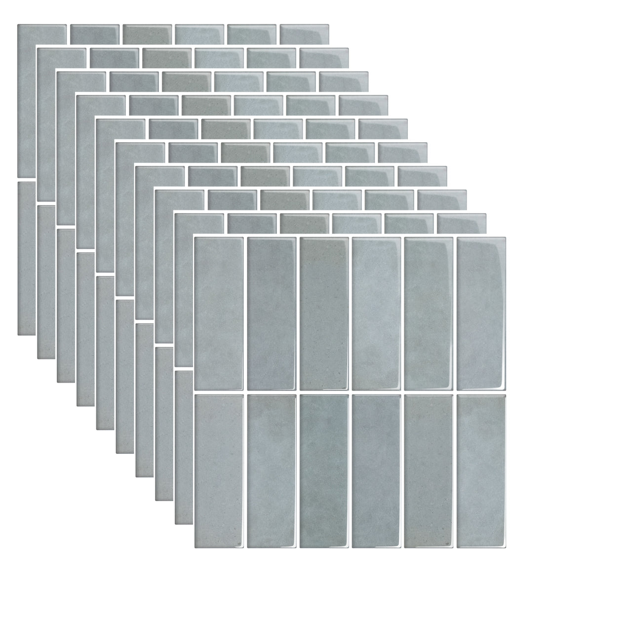 10 pack of blue stacked subway vinyl wall tiles