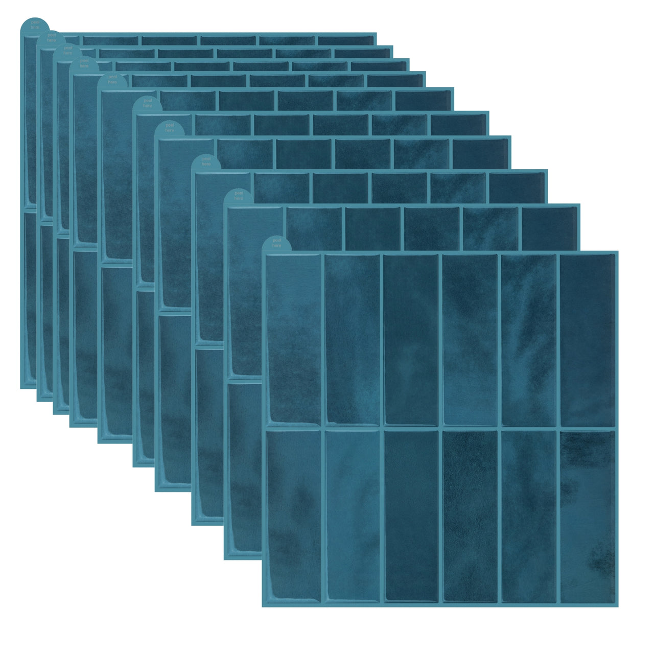 Stacked Subway Wall Tile | Turquoise Blue with Turquoise Blue Grout