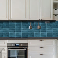 Thumbnail for Stacked Subway Wall Tile | Turquoise Blue with Turquoise Blue Grout