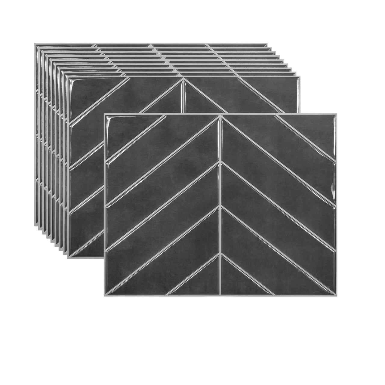 10 pack of charcoal chevron peel and stick tiles