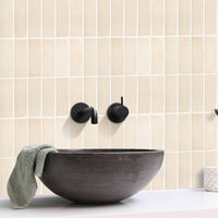 Thumbnail for Stacked Subway Wall Tile | Cream with White Grout