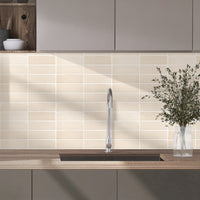 Thumbnail for Stacked Subway Wall Tile | Cream with White Grout