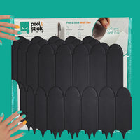 Thumbnail for 4-pack of feather black matte wall tiles with black grout from Peel & Stick Hub