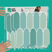 Thumbnail for 4-pack of green feather wall tiles with white grout from Peel & Stick Hub
