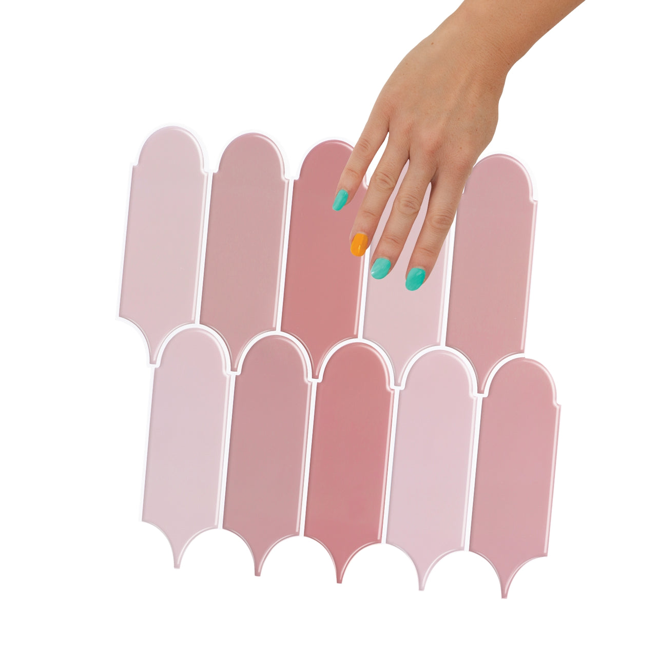 Feather Wall Tile | Pink with White Grout