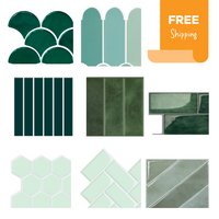 Thumbnail for Sample pack of green and mint peel and stick wall tiles