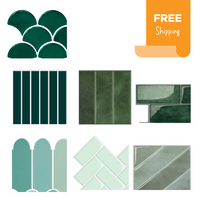 Thumbnail for Sample pack of green and mint peel and stick wall tiles