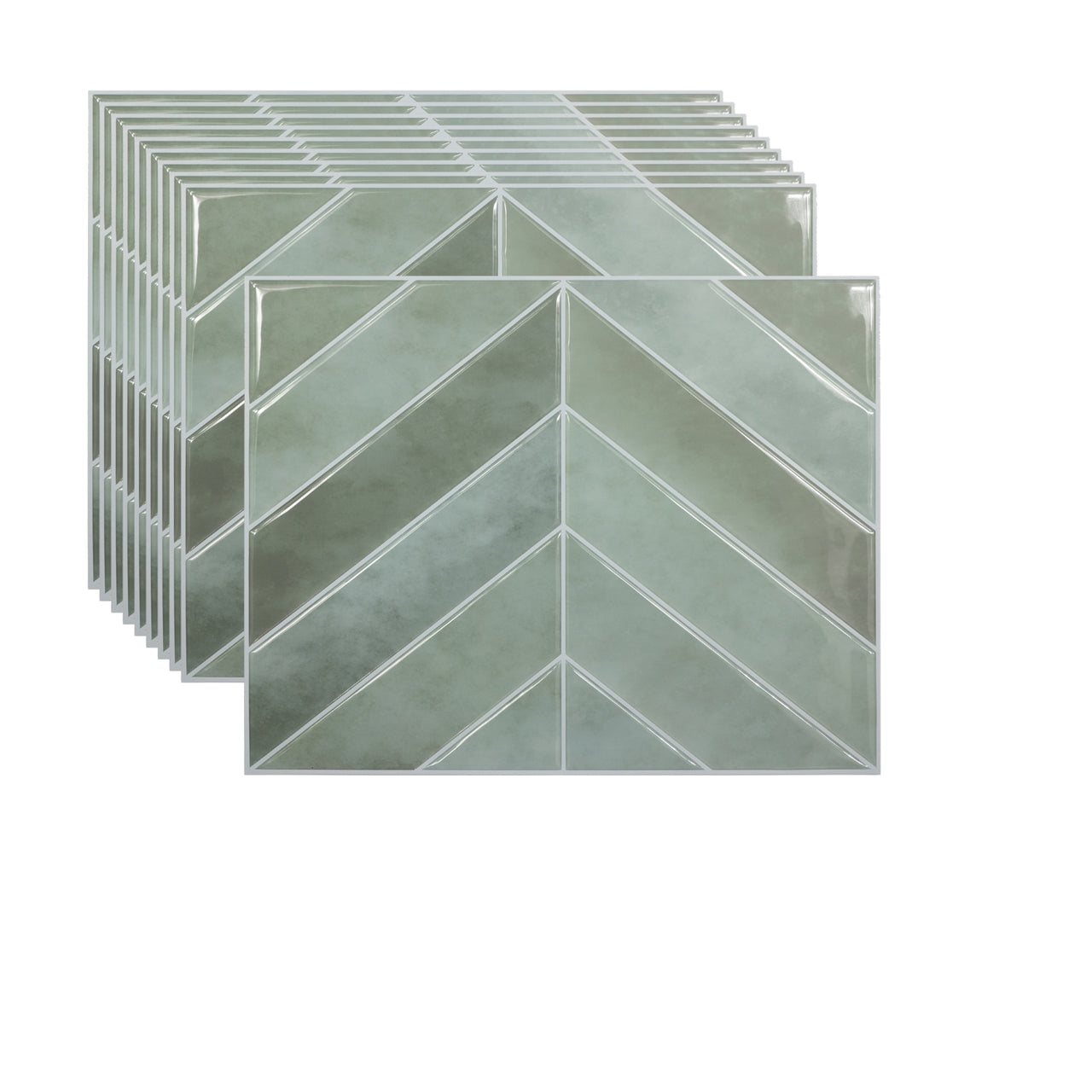 10 pack of green chevron peel and stick tiles