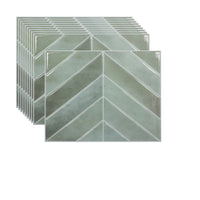 Thumbnail for 10 pack of green chevron peel and stick tiles