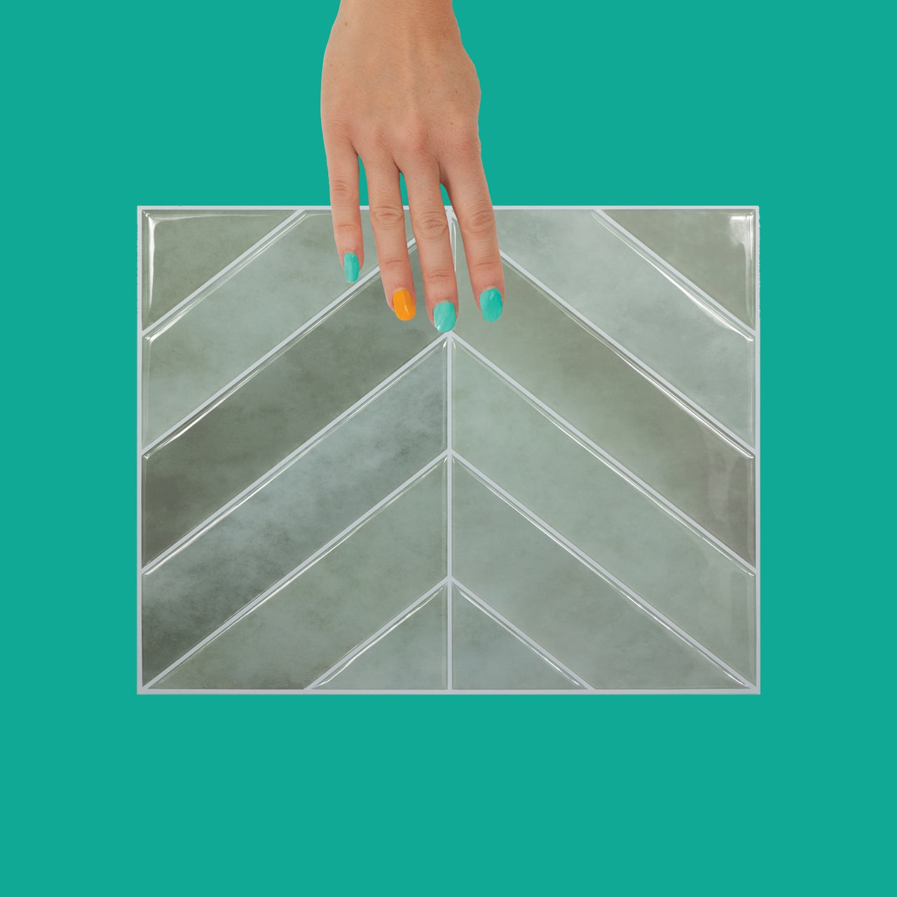 green chevron peel and stick tiles