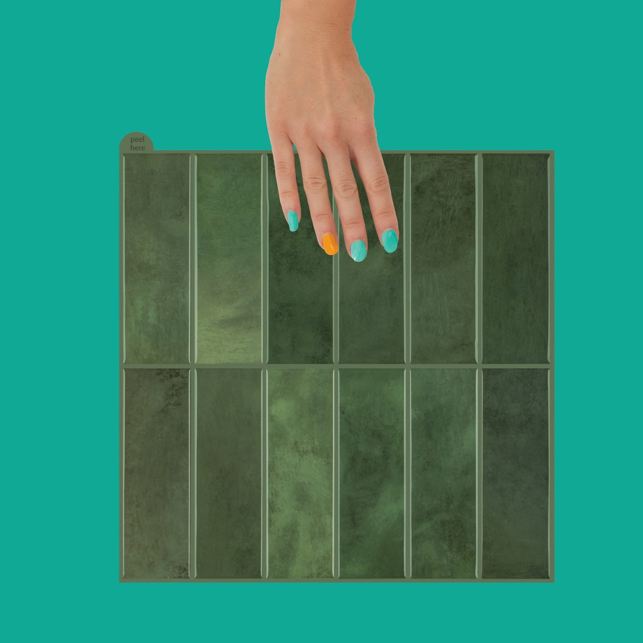 Stacked Subway Wall Tile | Green with Green Grout