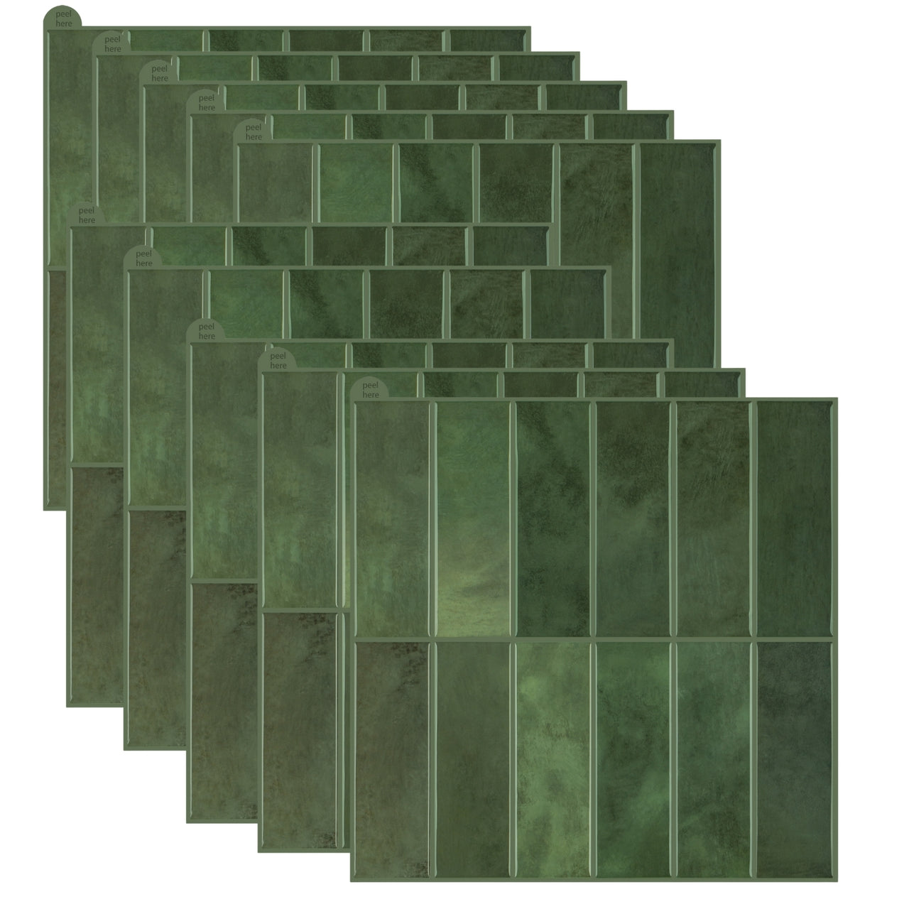 Stacked Subway Wall Tile | Green with Green Grout