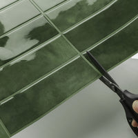 Thumbnail for Stacked Subway Wall Tile | Green with Green Grout