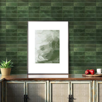 Thumbnail for Stacked Subway Wall Tile | Green with Green Grout