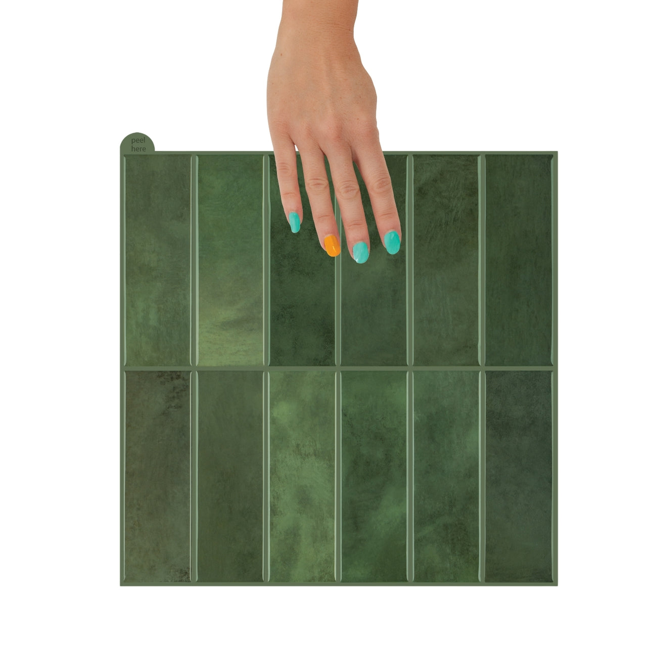 Stacked Subway Wall Tile | Green with Green Grout