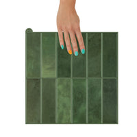 Thumbnail for Stacked Subway Wall Tile | Green with Green Grout