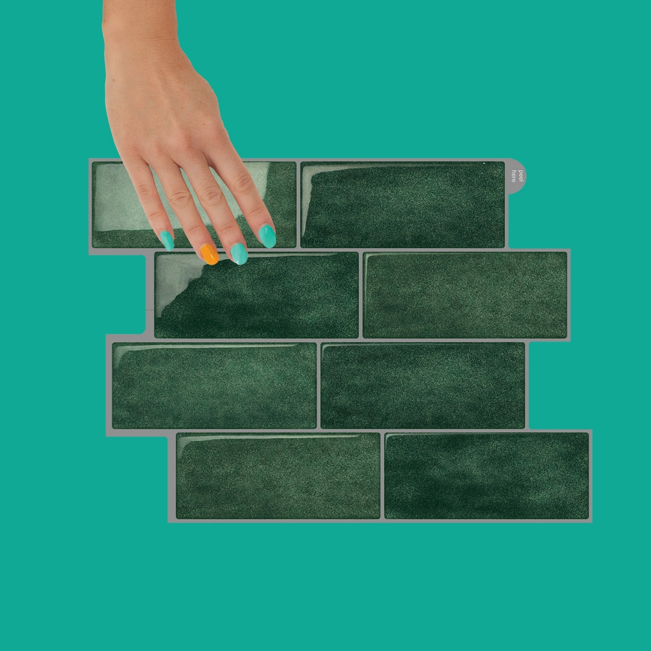 Subway Wall Tile | Green with Grey Grout