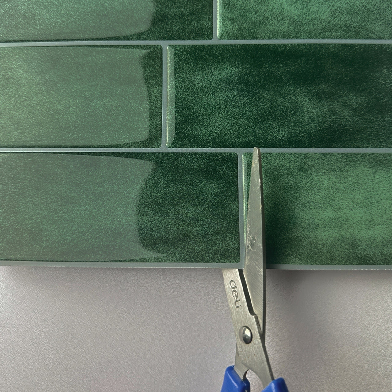 Subway Wall Tile | Green with Grey Grout