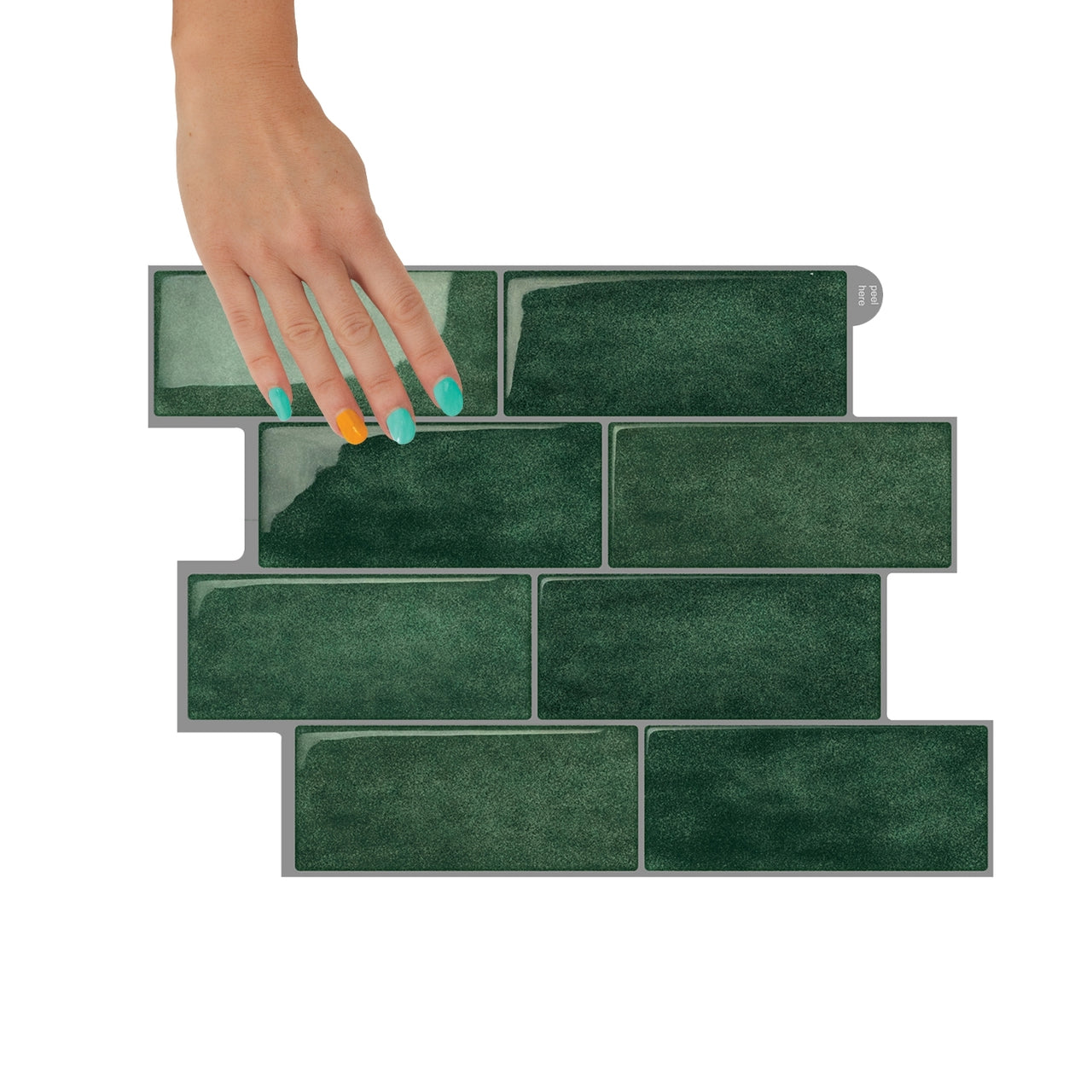 Subway Wall Tile | Green with Grey Grout