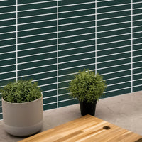 Thumbnail for Dark green kit kat tiles behind kitchen bench top