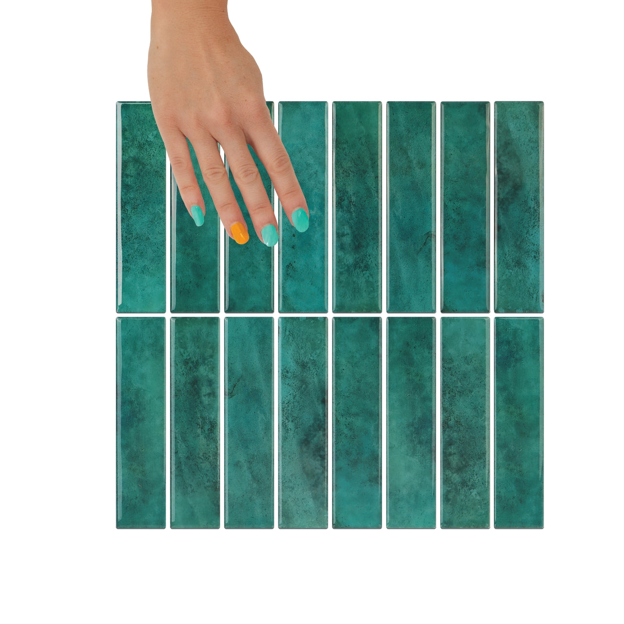 Kit Kat Wall Tile | Green with White Grout