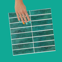 Thumbnail for Green kit kat tile with white grout that is peel and stick