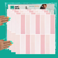 Thumbnail for 4-pack of pink kit kat tiles with white grout from Peel & Stick Hub