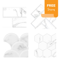 Thumbnail for Sample pack of white and grey marble peel and stick wall tiles