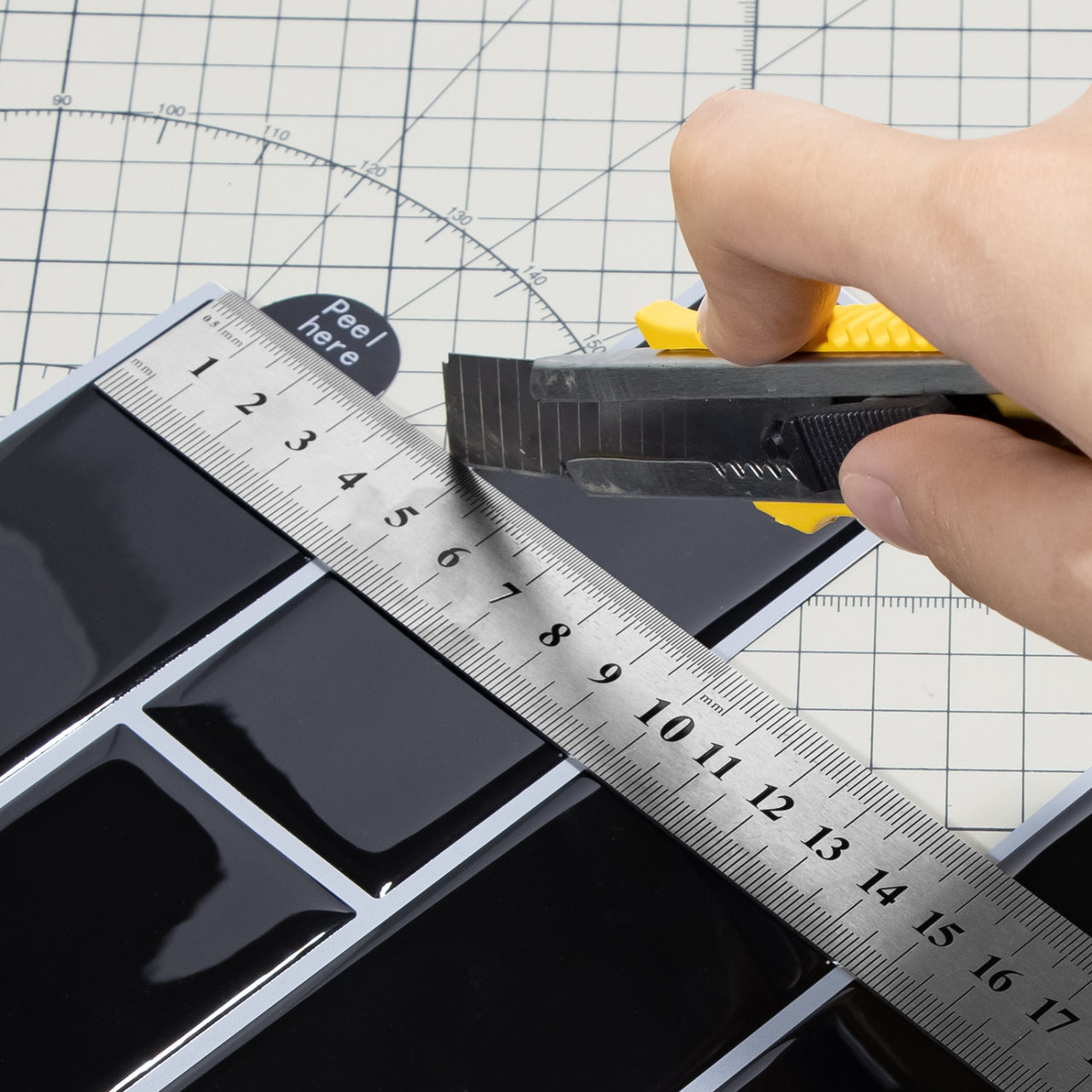 60cm Metal Edge Ruler | 24 inch | Stainless Steel | Peel & Stick Hub