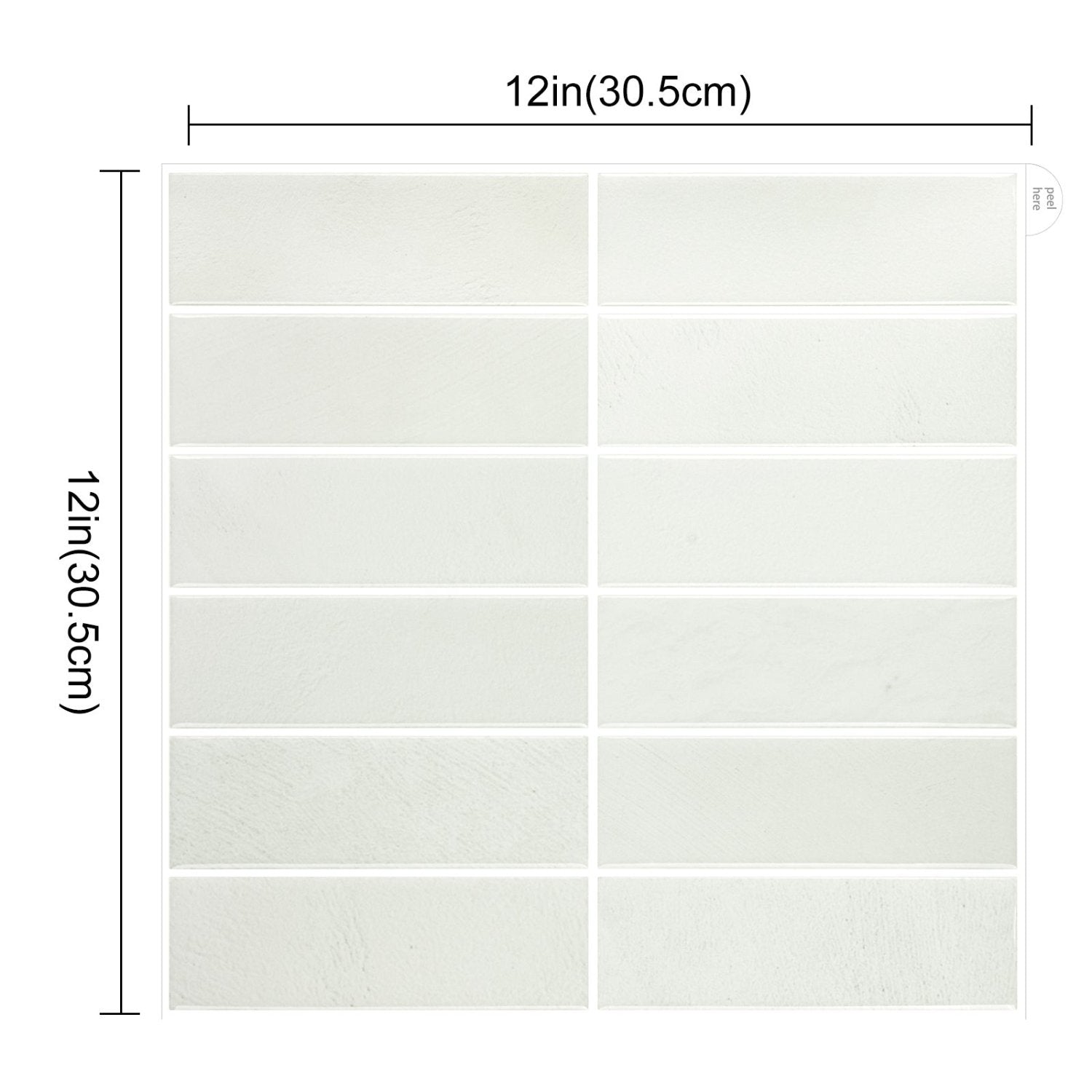 Peel & Stick Stacked Subway Vinyl Wall Tile Off White with White