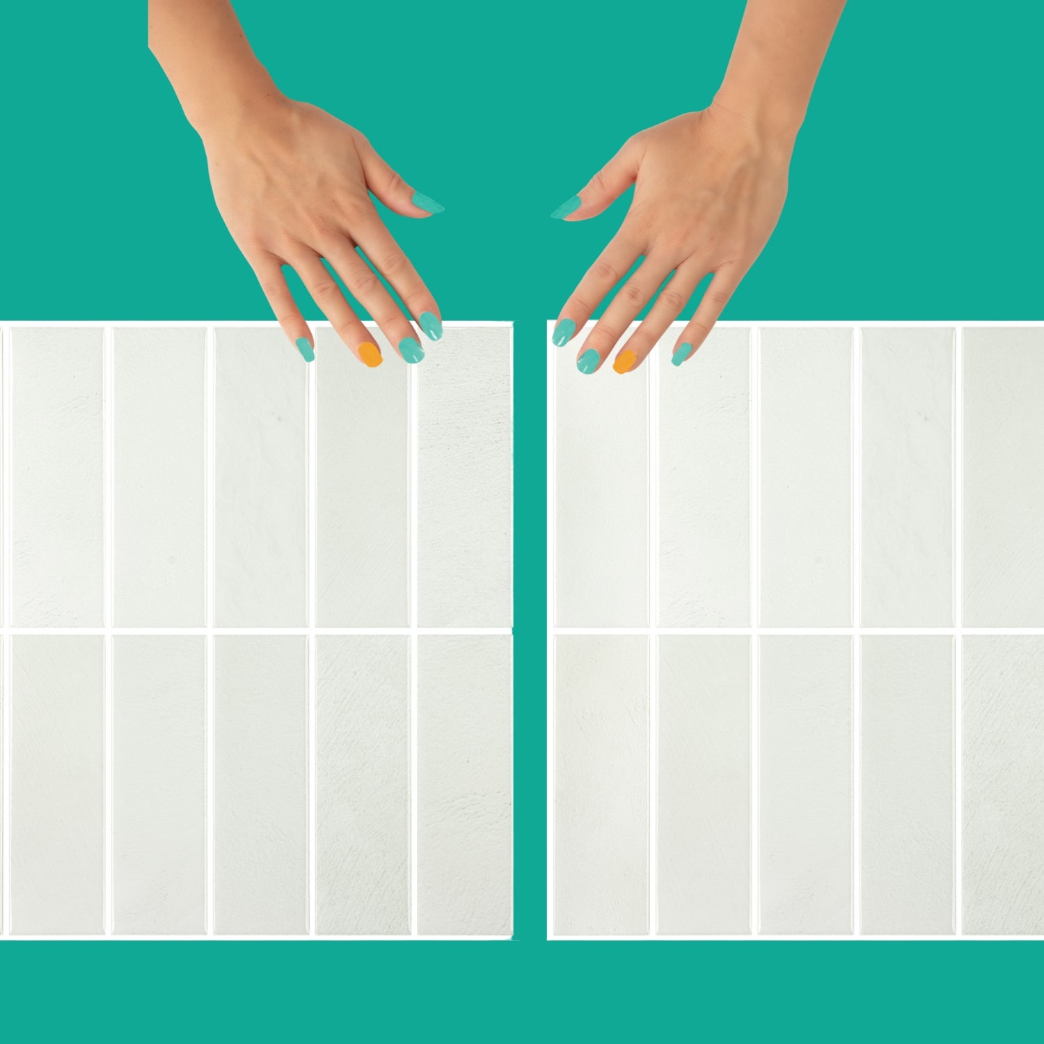 Peel & Stick Stacked Subway Vinyl Wall Tile Off White with White