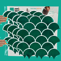 Thumbnail for 4-pack of oriental fan green self-adhesive wall tiles with white grout from Peel & Stick Hub