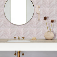 Thumbnail for pink chevron peel and stick tiles in bathroom