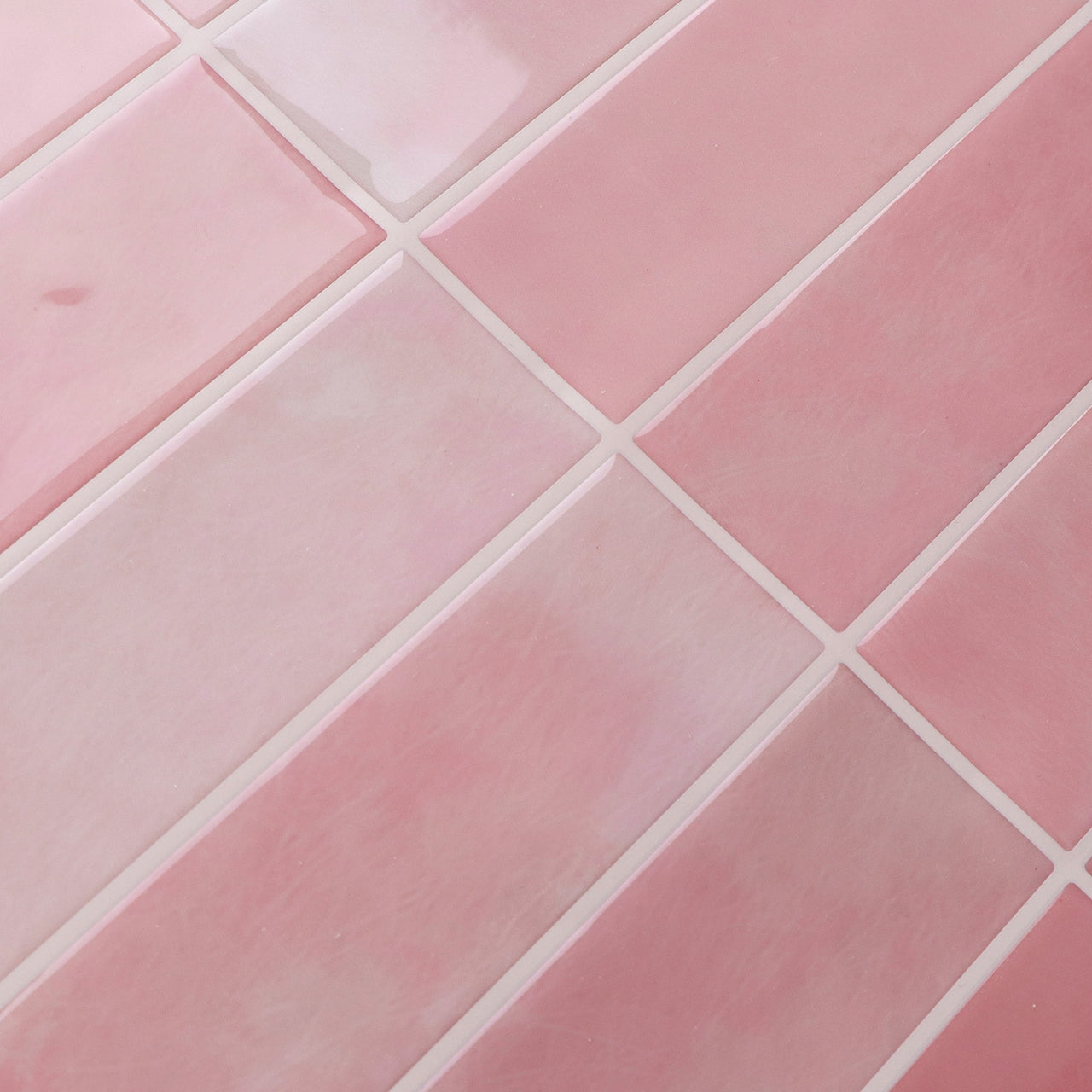 Stacked Subway Wall Tile | Pink with Pink Grout