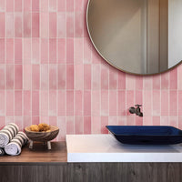 Thumbnail for Stacked Subway Wall Tile | Pink with Pink Grout