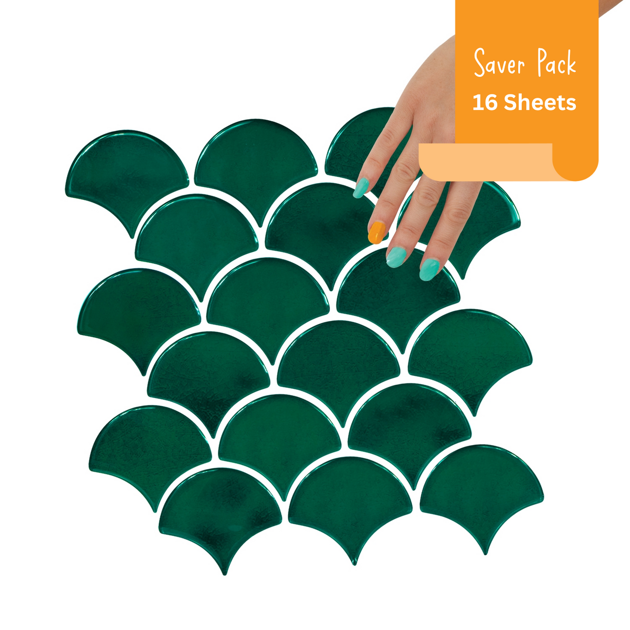 Saver Pack Green Fish Scale Tiles | 16 Sheets