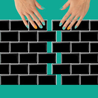 Thumbnail for Black subway tiles with white grout interlocking