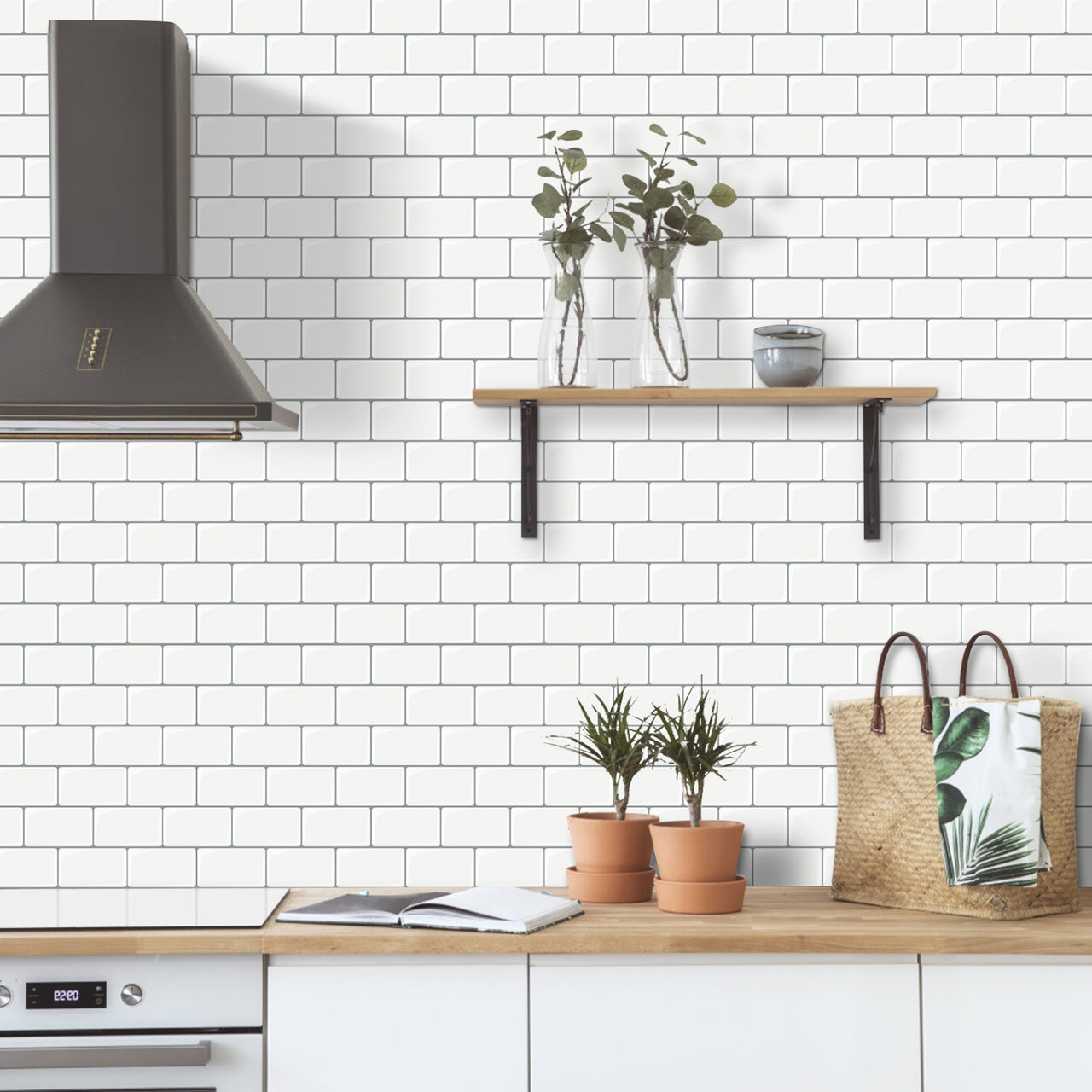 Subway Wall Tile Classic | White with Grey Grout