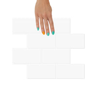 Thumbnail for White subway tiles with white grout peel and stick