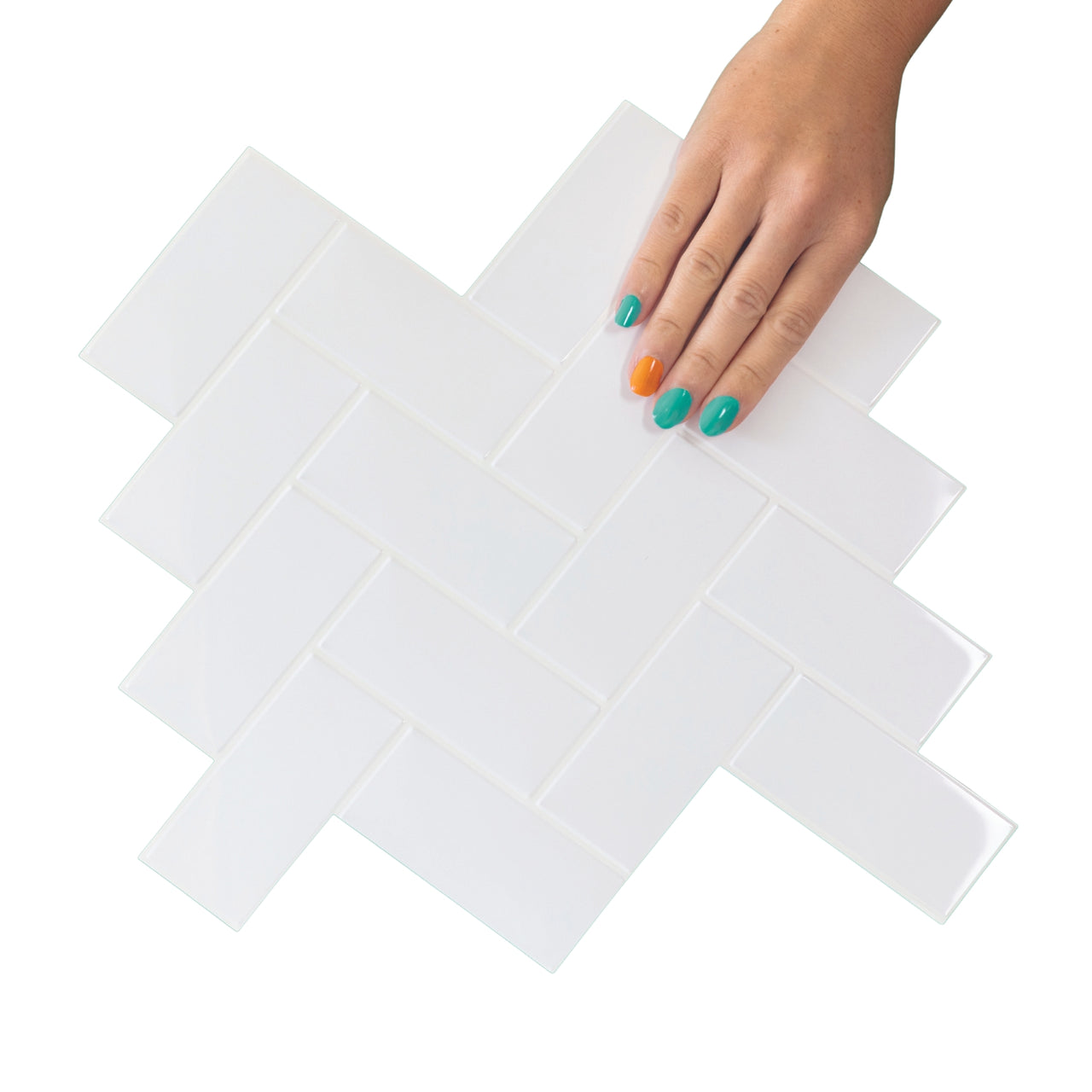 Herringbone Wall Tile | White with White Grout