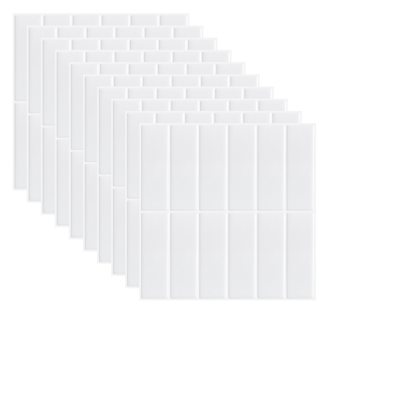 10 pack of white peel and stick stacked subway tiles