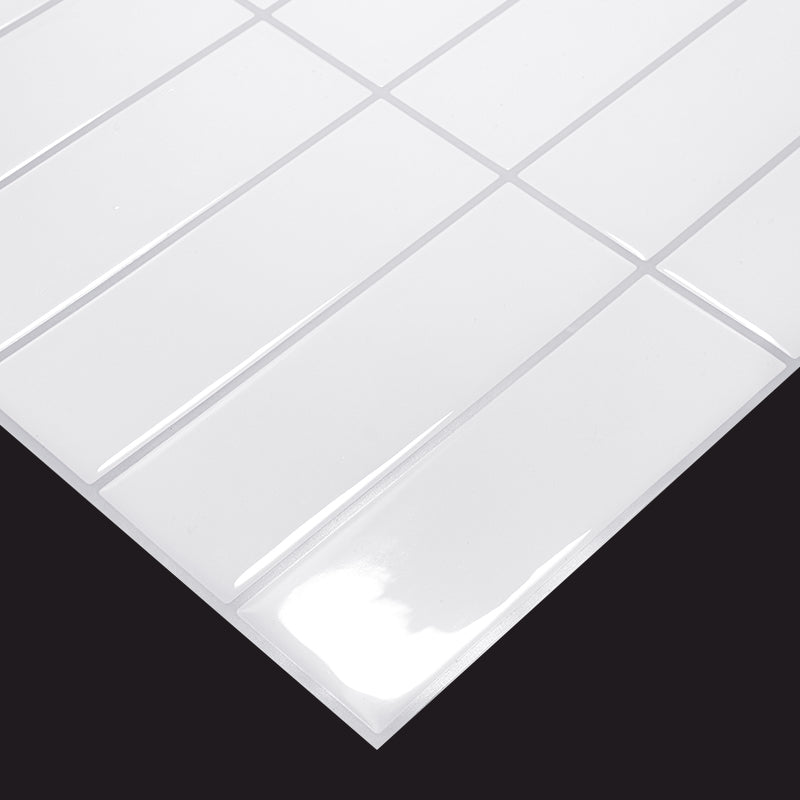 3D stacked white peel and stick subway tiles