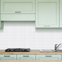 Thumbnail for White stacked subway tiles in kitchen